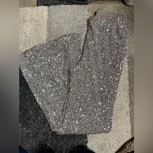 Express super high waisted sequin flare pants